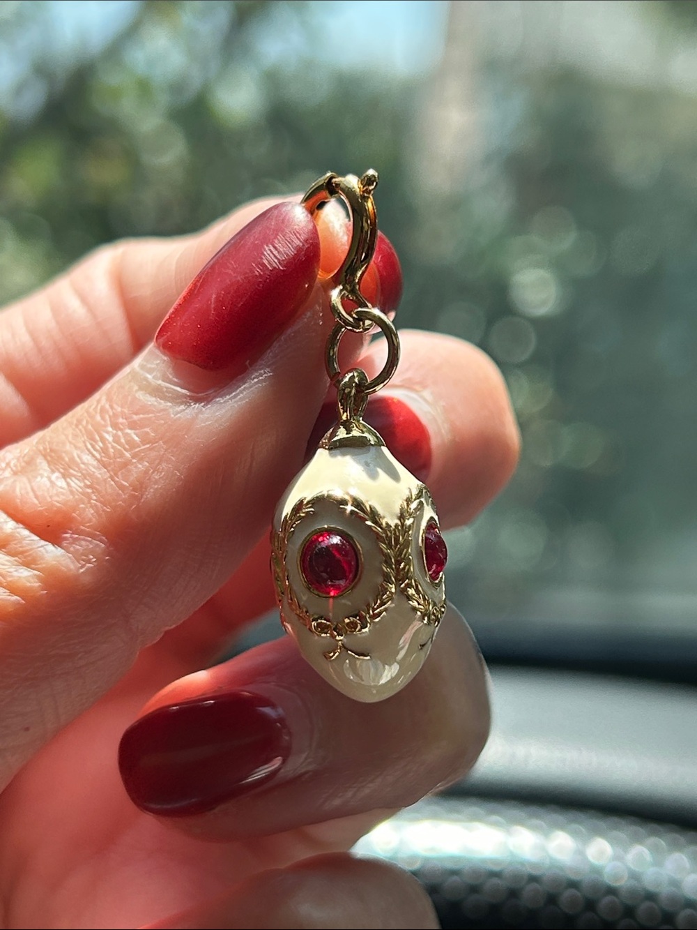 Joan Rivers Faberge Fed Cream Enamel Charm Pendant